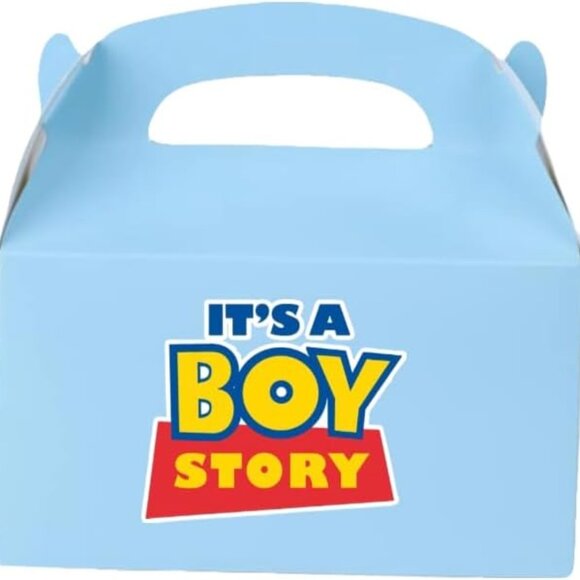 It's A Boy Story Baby Shower Party Favor, Its a boy Gabel Boxes, Light Blue 10pc - Picture 1 of 3